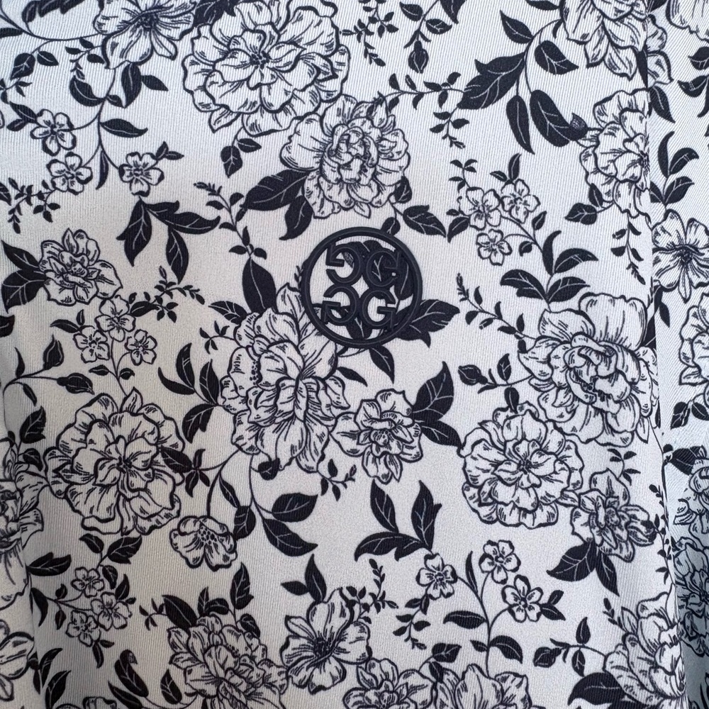 G/FORE Light Blue Floral Print Short Sleeve Polo - Picture 3 of 4